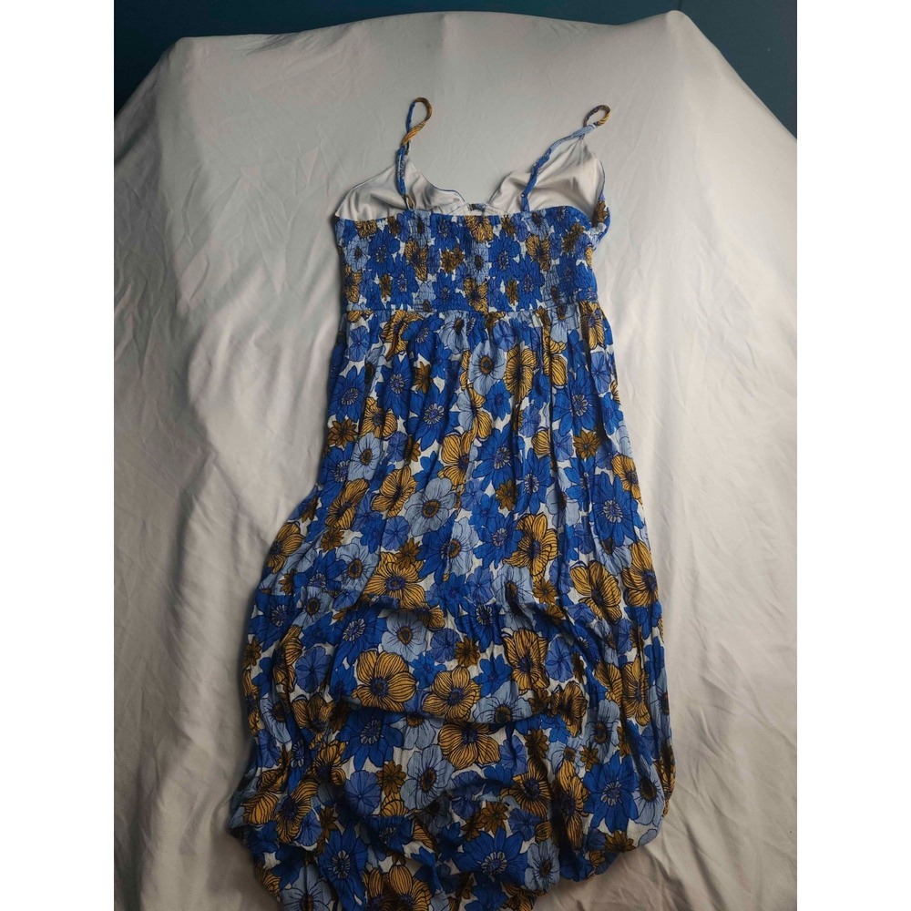 BOG Collective Maxi Dress Womens Medium Blue Floral Tiered Smocked Sleeveless - Picture 5 of 5